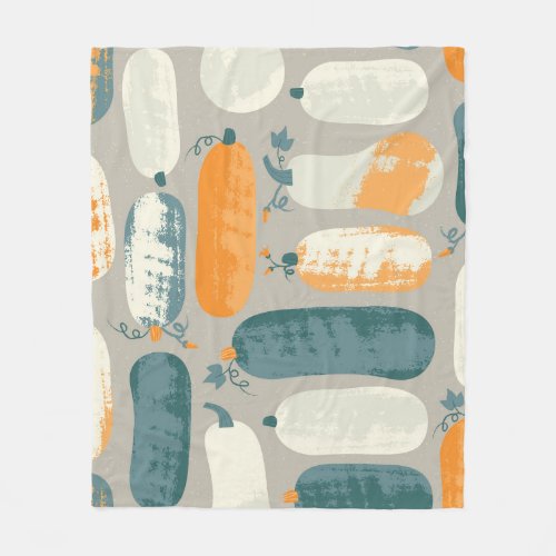 Pumpkin Zucchini Pastel Colors Pattern Fleece Blanket