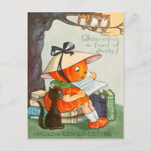 Pumpkinhead Black Cat Jack O Lantern Pumpkin Postcard