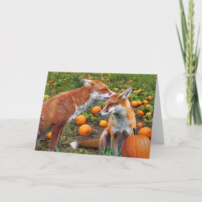 "Pumpkinpatch Foxes" Greeting Card (Front)