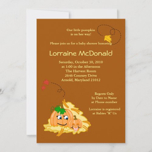 Pumpkins 5x7 Fall Autumn Baby Shower Invitation