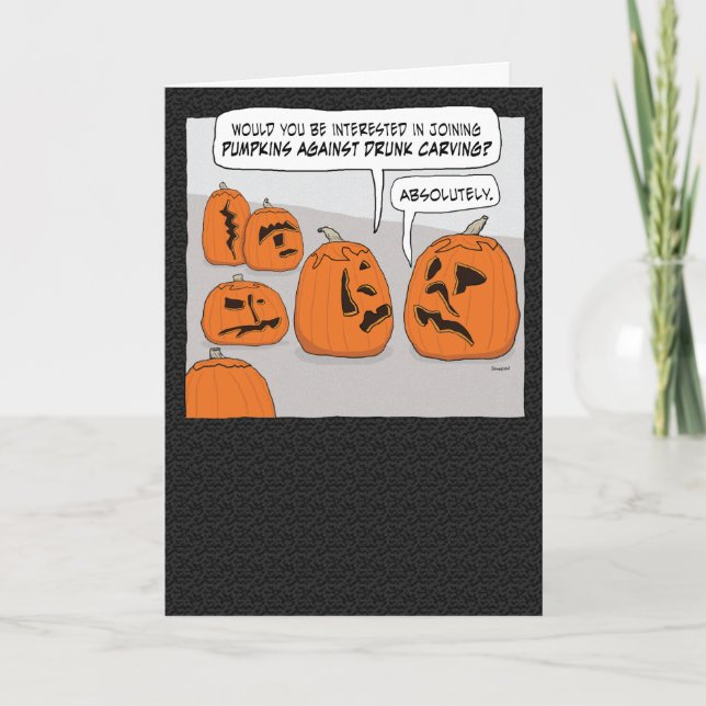 Pumpkins Against Drunk Carving Halloween Card (Front)