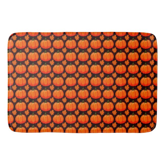 Pumpkins and Autumn Leaves Bath Mat (Front)