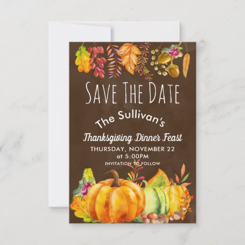 Pumpkins and Autumn Leaves Border Save the Date