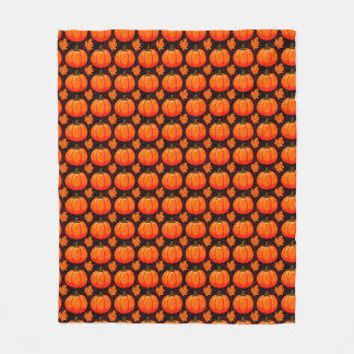 Pumpkins and Autumn Leaves Fleece Blanket