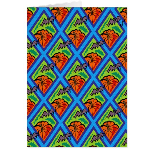 Pumpkins and Bats in Patterns of Green/Blue Cards (Front)