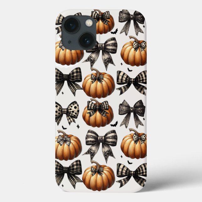Pumpkins and Bows iPhone Case- Halloween Fall Gray Case-Mate iPhone Case (Back)