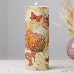 Pumpkins and Butterflies 2 Pillar Candle