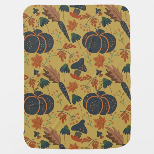 Pumpkins and carrots seamless pattern baby blanket
