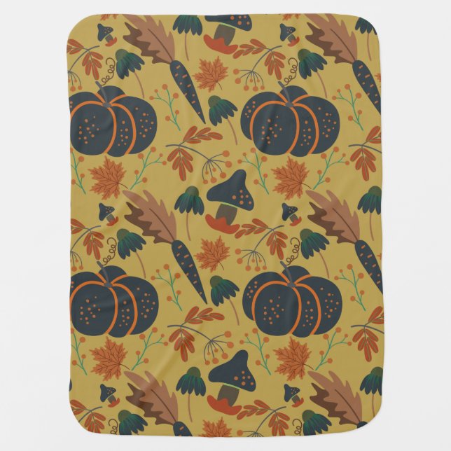 Pumpkins and carrots seamless pattern baby blanket (Front)