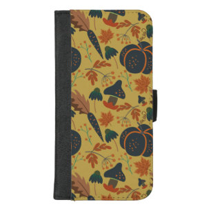 Pumpkins and carrots seamless pattern iPhone 8/7 plus wallet case