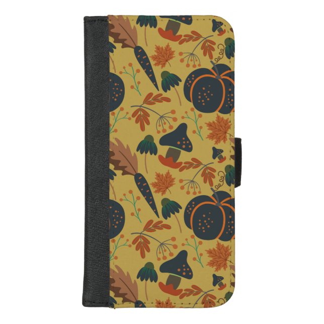 Pumpkins and carrots seamless pattern iPhone wallet case (Front)