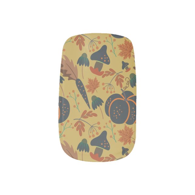 Pumpkins and carrots seamless pattern minx nail art (Left Thumb)