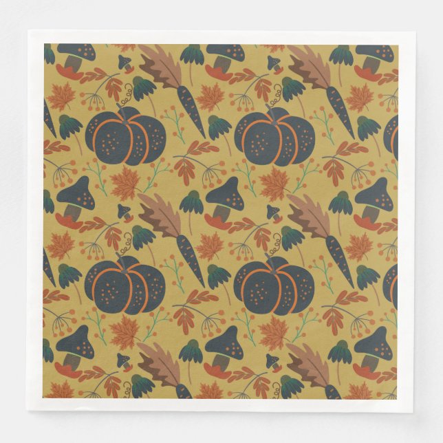 Pumpkins and carrots seamless pattern paper dinner napkins (Front)