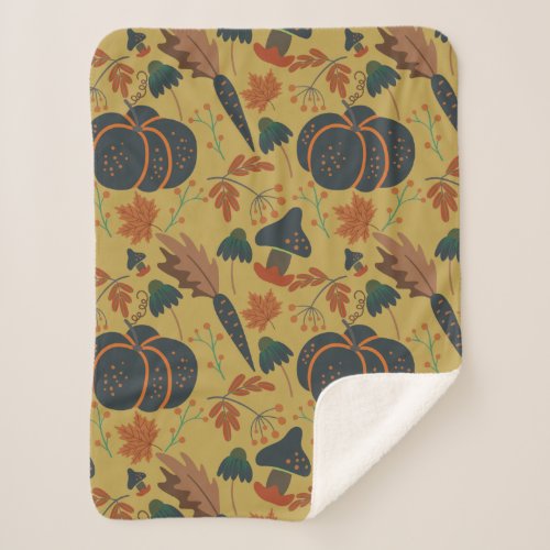 Pumpkins and carrots seamless pattern sherpa blanket