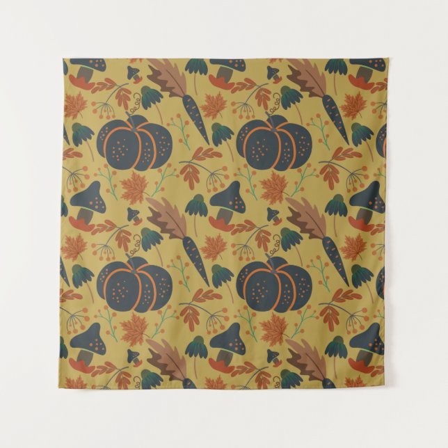 Pumpkins and carrots seamless pattern tapestry (Front)