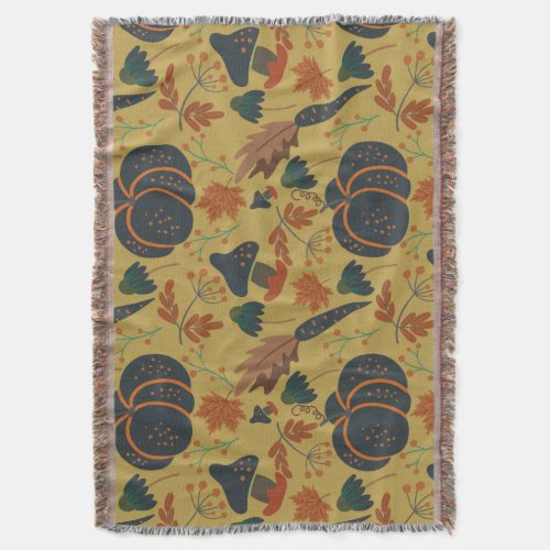 Pumpkins and carrots seamless pattern throw blanket