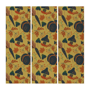 Pumpkins and carrots seamless pattern triptych