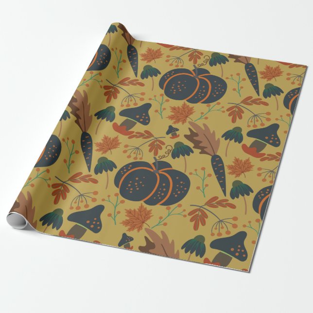 Pumpkins and carrots seamless pattern wrapping paper (Unrolled)