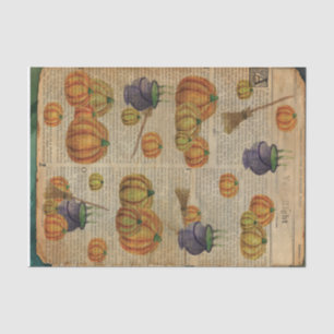 Pumpkins and Cauldron Vintage Pages Decoupage Tissue Paper
