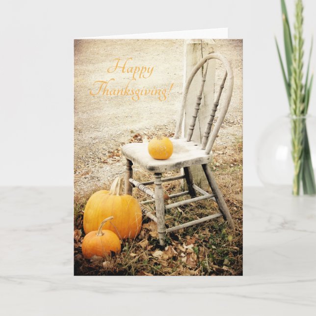 Pumpkins and Chair, Thanksgiving Holiday Card (Front)