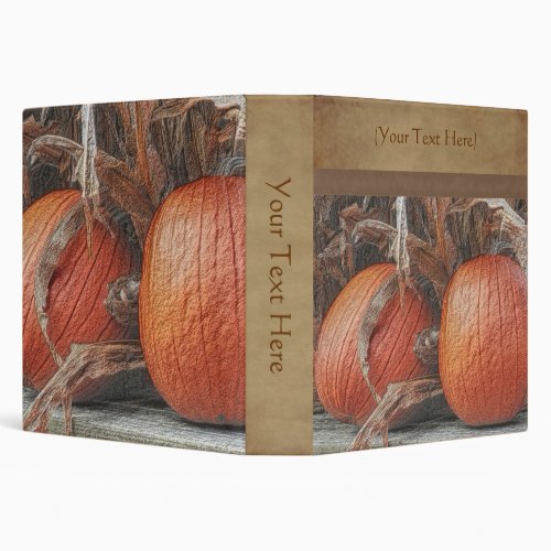 Pumpkins And Cornstalks Art Fall Personalized 3 Ring Binder