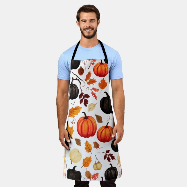 Pumpkins and Fall Leaves Apron (Worn)