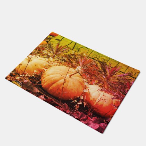 Pumpkins And Fall Plants   Doormat