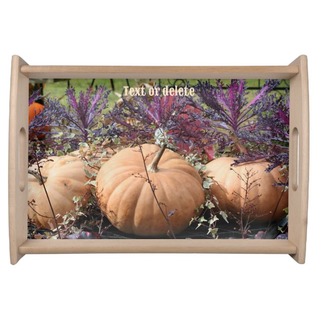 Pumpkins And Fall Plants Personalized Serving Tray (Front)
