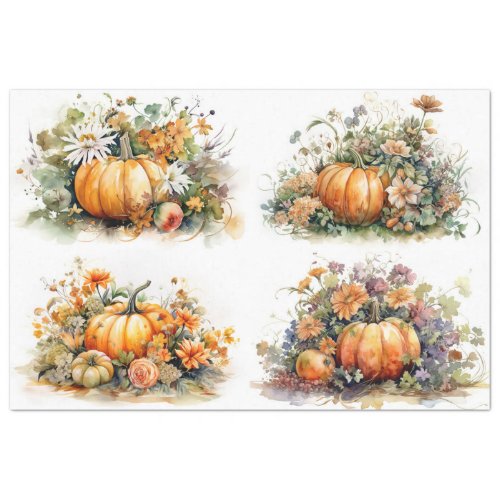 Pumpkins and Florals Collage 1 Decoupage Paper