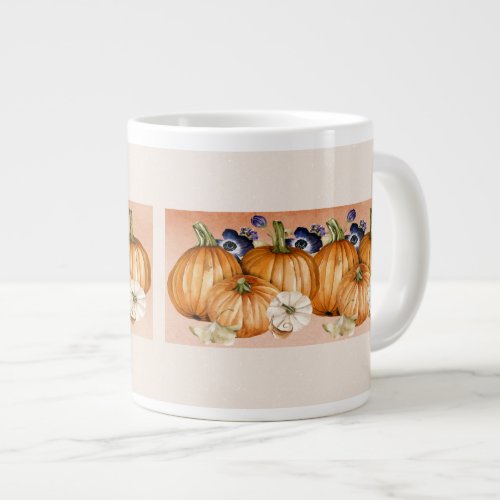 Pumpkins and Flowers Contemporary Giant Coffee Mug