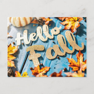 Pumpkins and Flowers Fall greeting Postcard