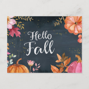 Pumpkins and Flowers Fall greeting Postcard