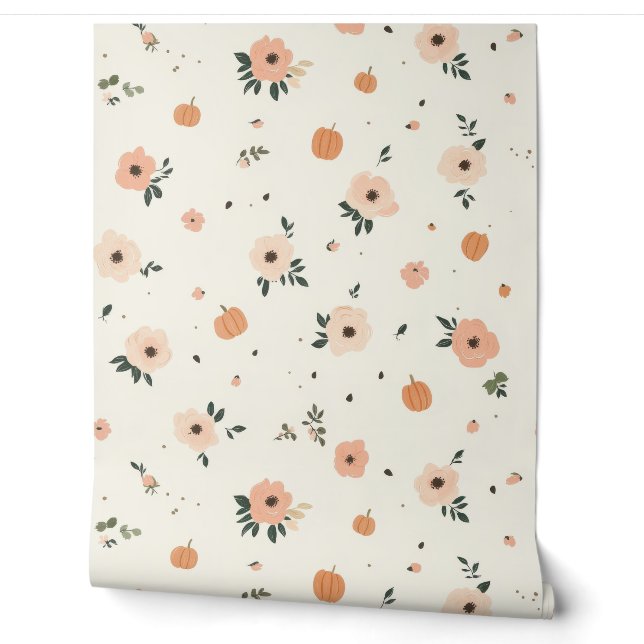 Pumpkins and Flowers Wallpaper (Unrolling)