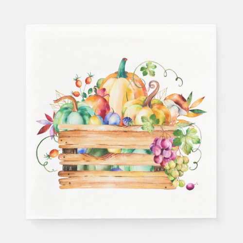 Pumpkins and Fruit Harvest Paper Napkin