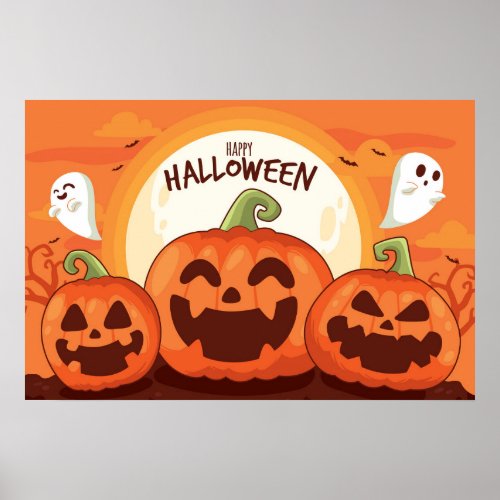 Pumpkins And Ghost Poster