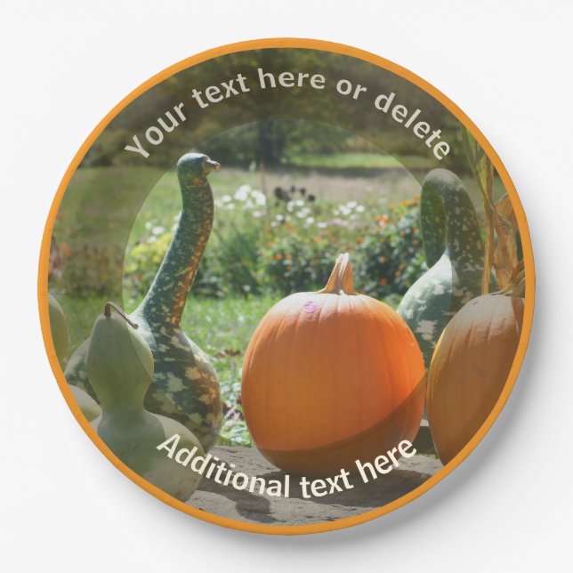 Pumpkins And Gourds Personalized Party   Paper Plates (Front)