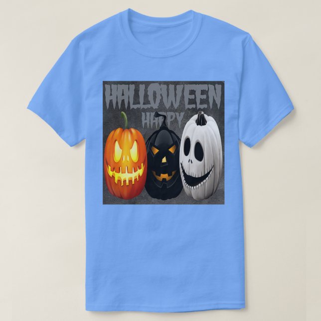 Pumpkins and Happy Halloween Halloween T-Shirt (Design Front)