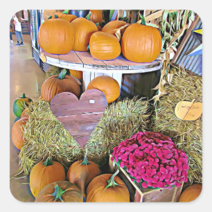 Pumpkins and Heart Halloween Stickers