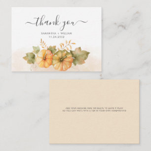 Pumpkins and Leaves Budget Fall Wedding Thank You Note Card