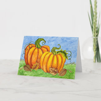 Pumpkins and Leaves fall greeting card