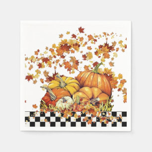Pumpkins and leaves holiday napkins