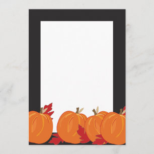 Pumpkins and Leaves On Black Fall Invitation