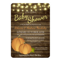 Pumpkins and Lights Rustic Autumn Baby Shower Card