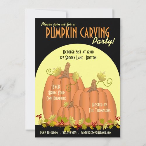 Pumpkins and Moonlight Party Invitation