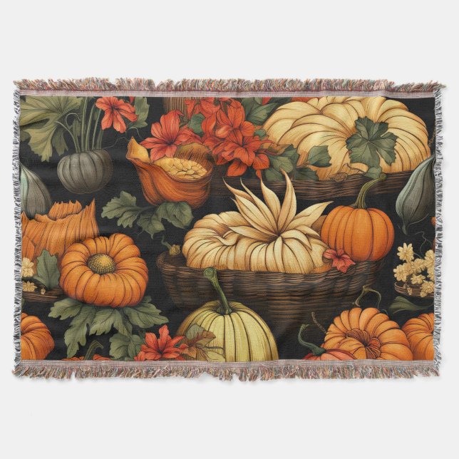 Pumpkins and More, Autumn, Throw Blanket (Front)