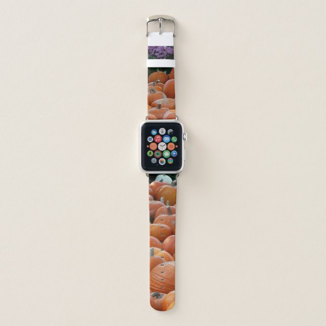 Pumpkins and Mums Autumn Harvest Photography Apple Watch Band (Front)