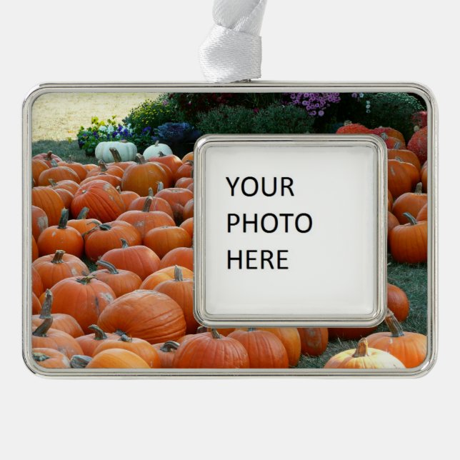 Pumpkins and Mums Autumn Harvest Photography Christmas Ornament (Front)