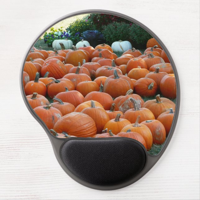 Pumpkins and Mums Autumn Harvest Photography Gel Mouse Pad (Front)