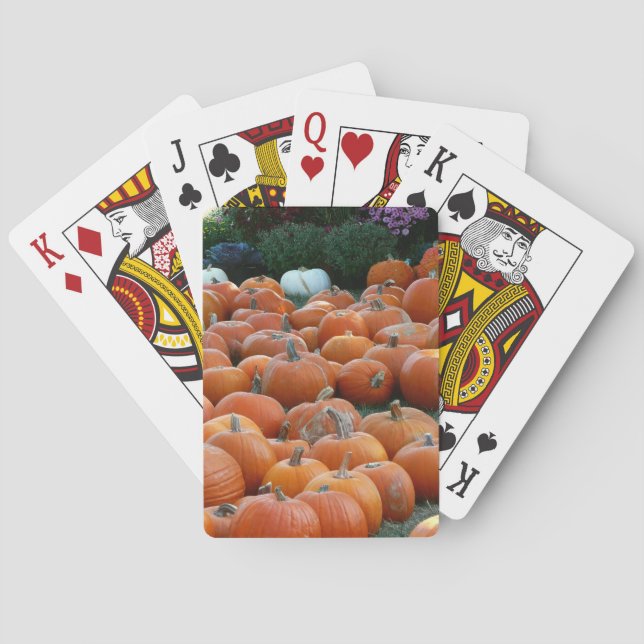 Pumpkins and Mums Autumn Harvest Photography Poker Cards (Back)