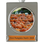 Pumpkins and Mums Autumn Harvest Photography Silver Plated Banner Ornament